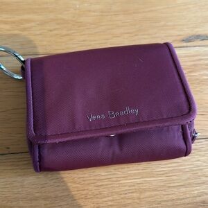 Vera Bradley Wallet - small, maroon with pink/black interior